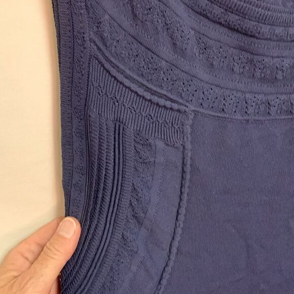 Marchesa Voyage Navy Blue Sleeveless Stitch Knit Sheath Below Knee Dress Size L - Picture 6 of 16